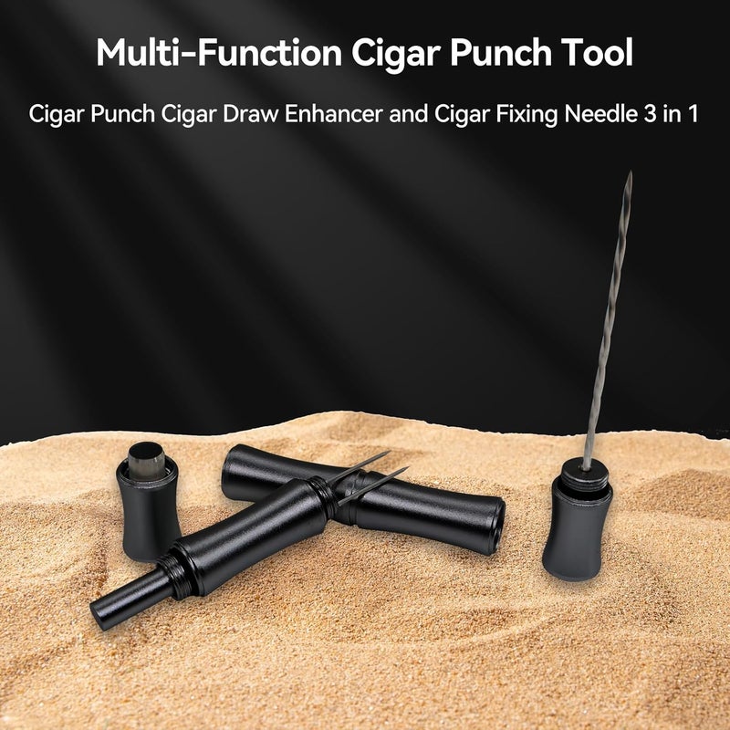 CaLeQi Cigar Punch, Cigar Draw Enhancer Nubber and Cigar Punch 3 in 1 The Cigar Punch for All Cigars is a Practical and Essential Cigar Accessories for Cigar Lovers - Image 2